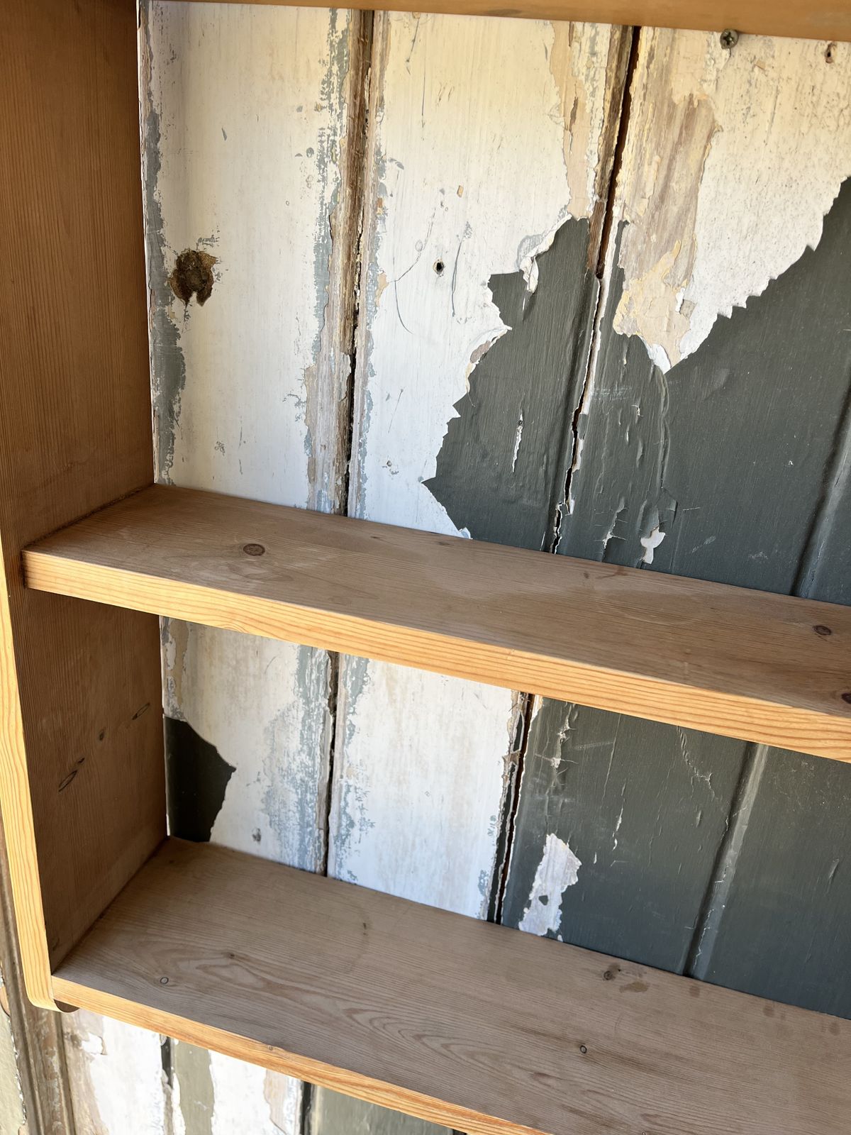 Simple Small 1960’s Pine Hanging Wall Shelves photo vinterior