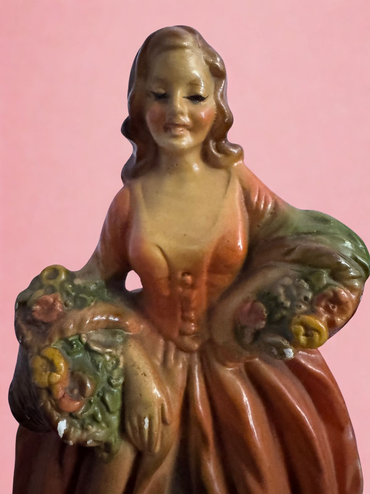 Vintage 1930s Chalkware Crinoline Lady Figurine (19cm) photo vinterior