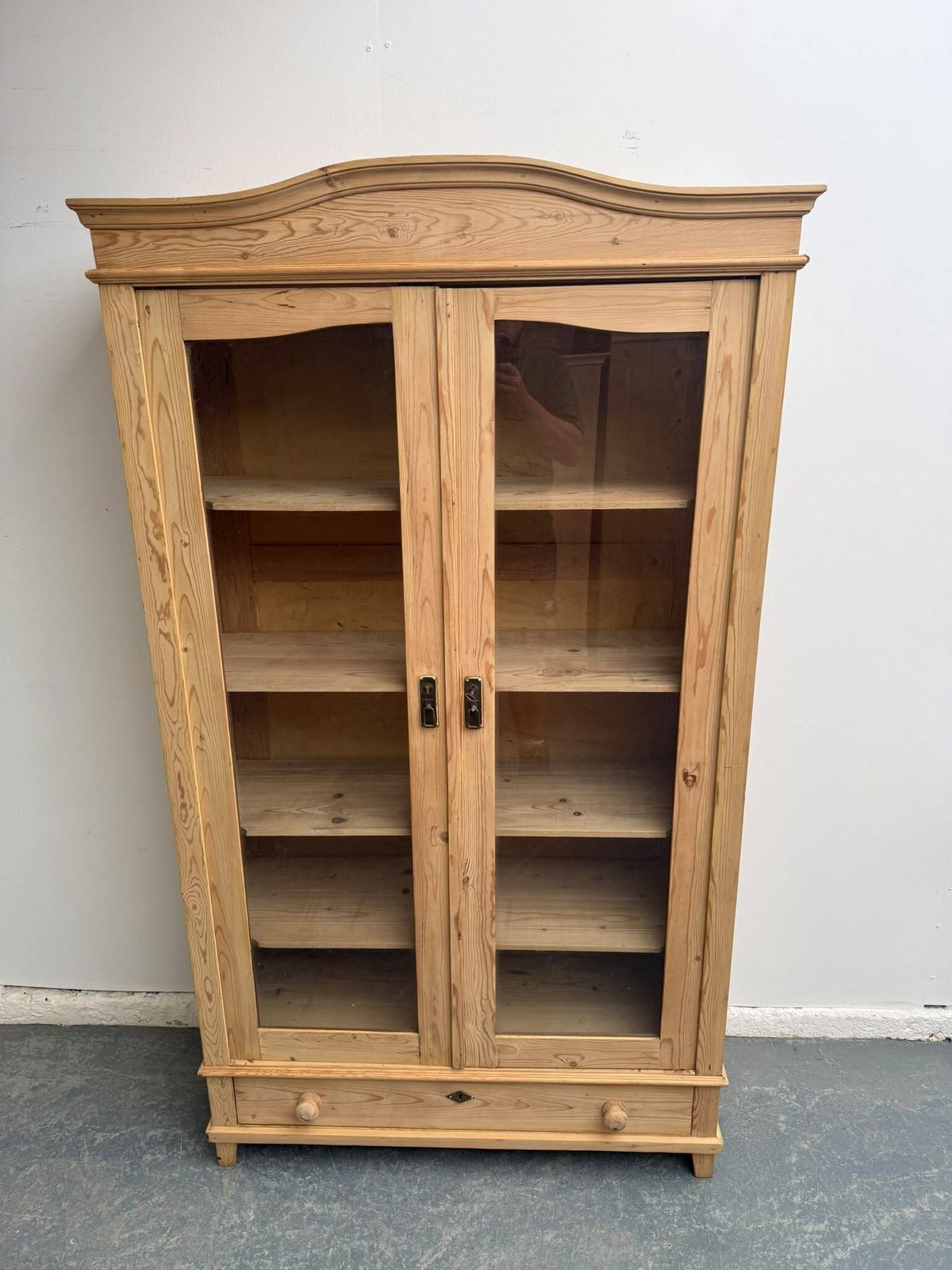 A Fantastic Victorian Pine Glazed Bookcase Cabinet To Wax / Paint photo 895.0