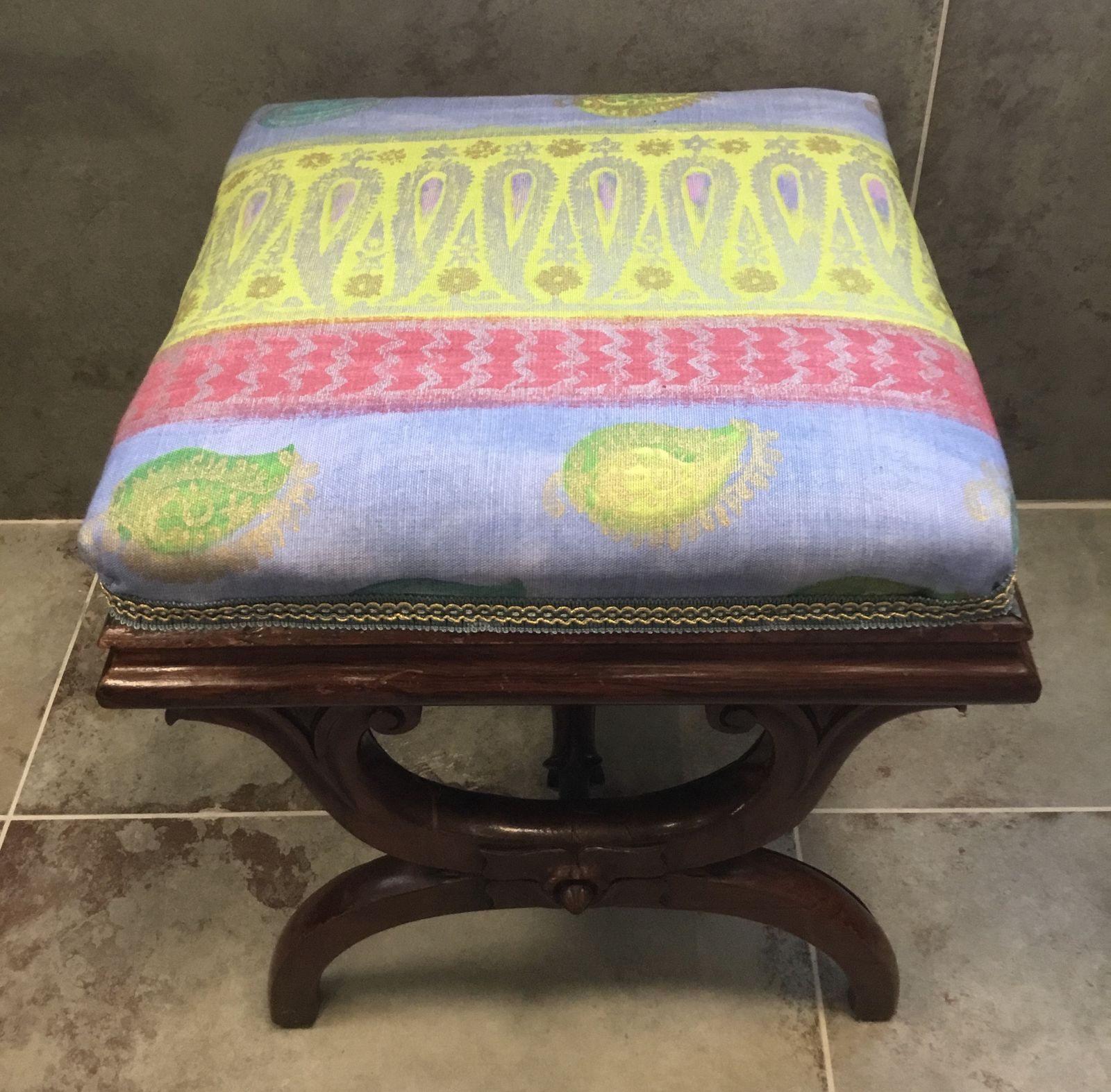 Antique Rosewood Footstool Seat photo furniture
