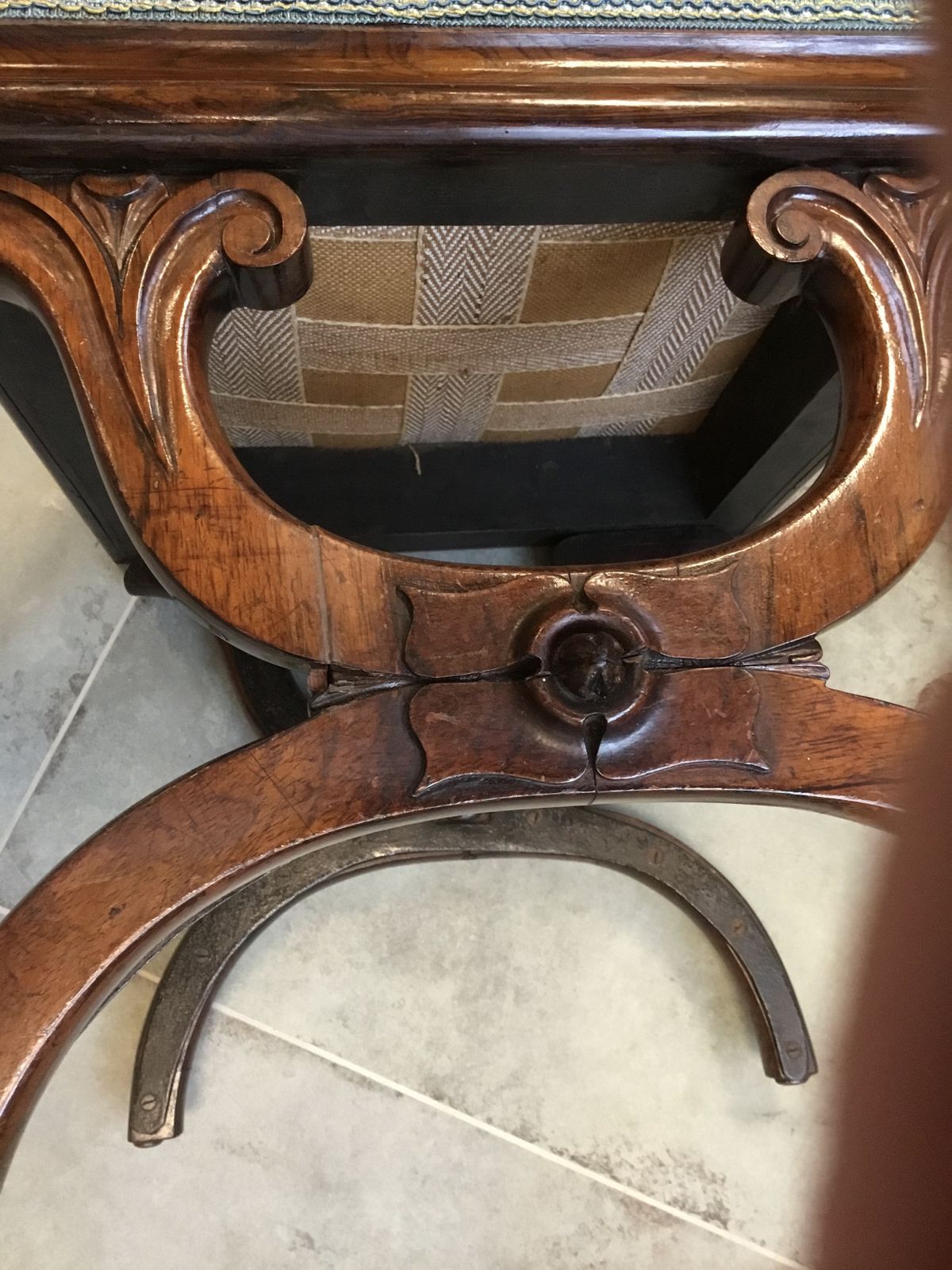 photo furniture Antique Rosewood Footstool Seat