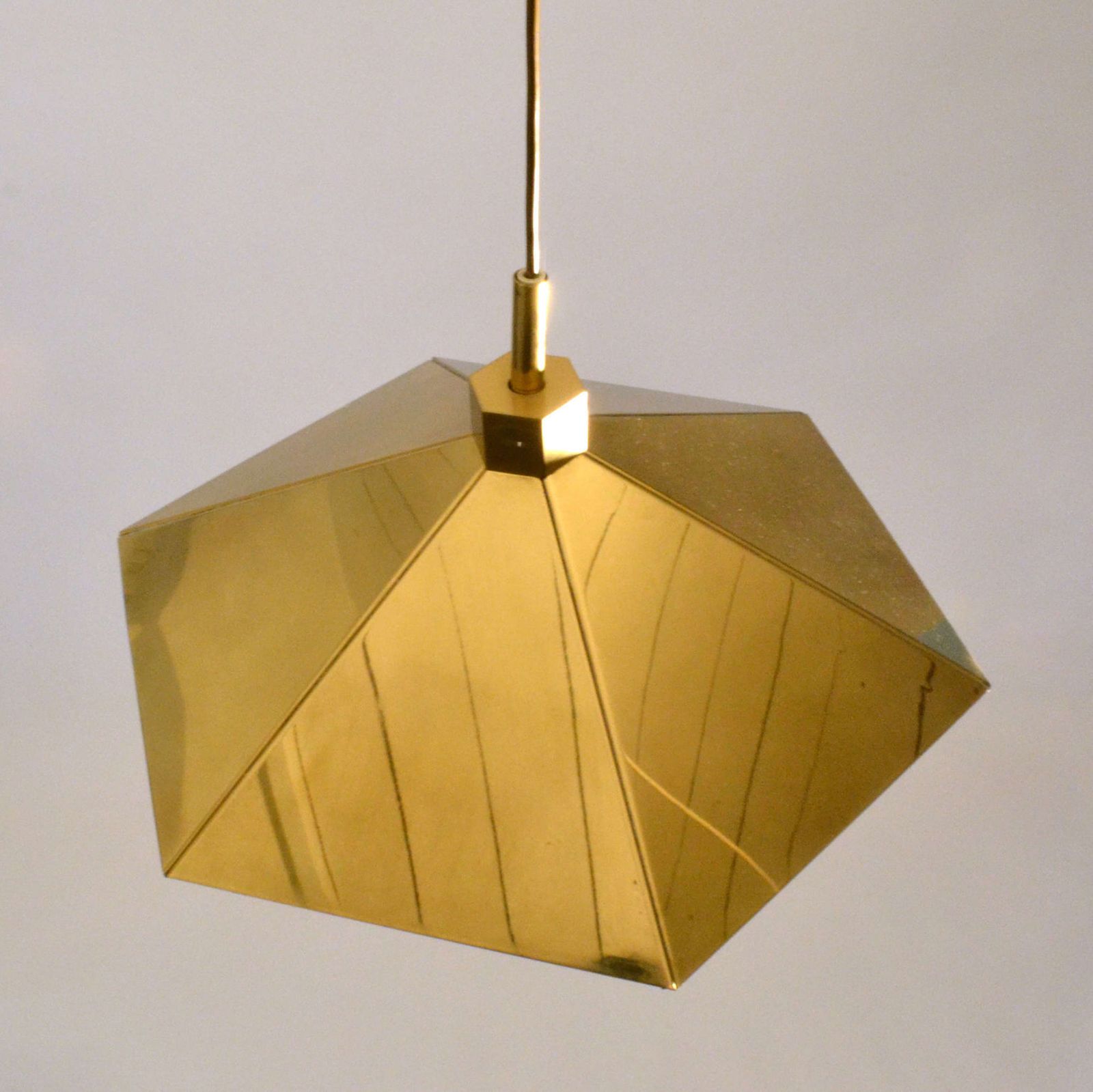 Pair Of Brass Pendant Lamps In Umbrella Shape, Belgium photo Lighting