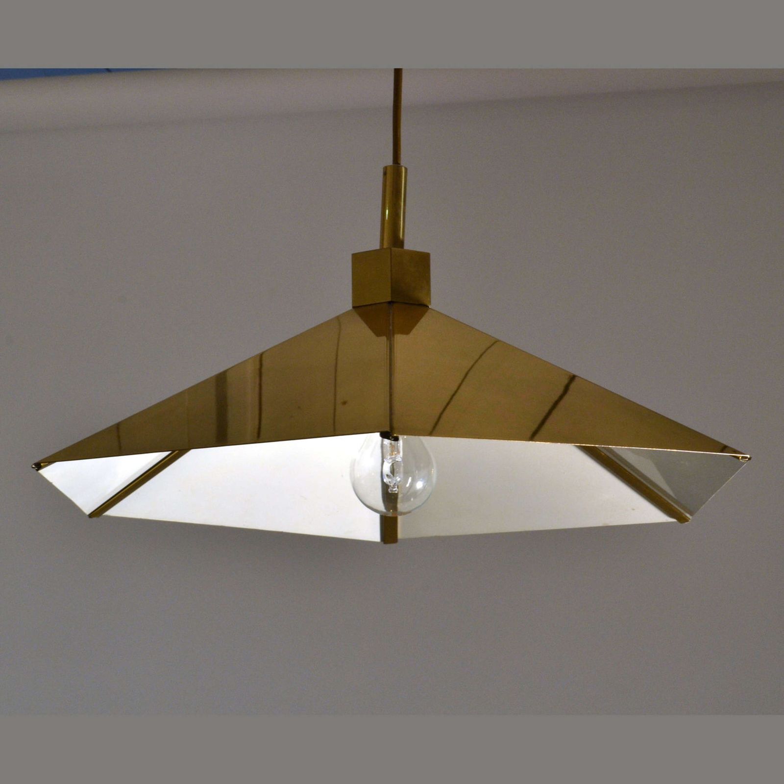Pair Of Brass Pendant Lamps In Umbrella Shape, Belgium photo vinterior