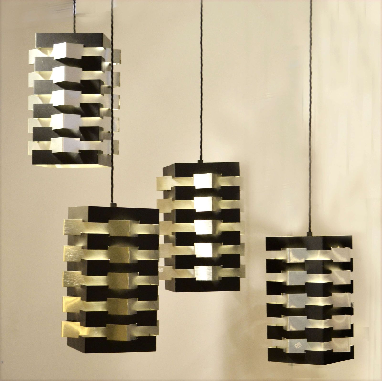 Four Black And Aluminium Pendant Lamp By Hoogervorst photo furniture