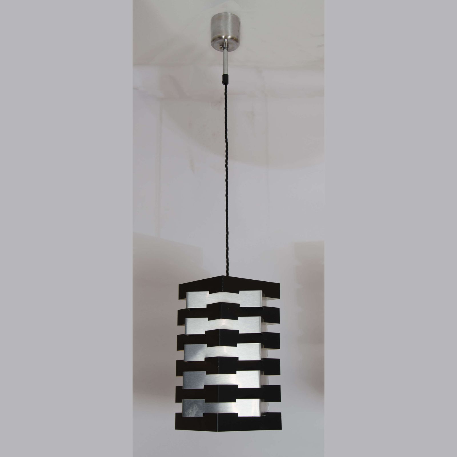 Four Black And Aluminium Pendant Lamp By Hoogervorst photo for sale