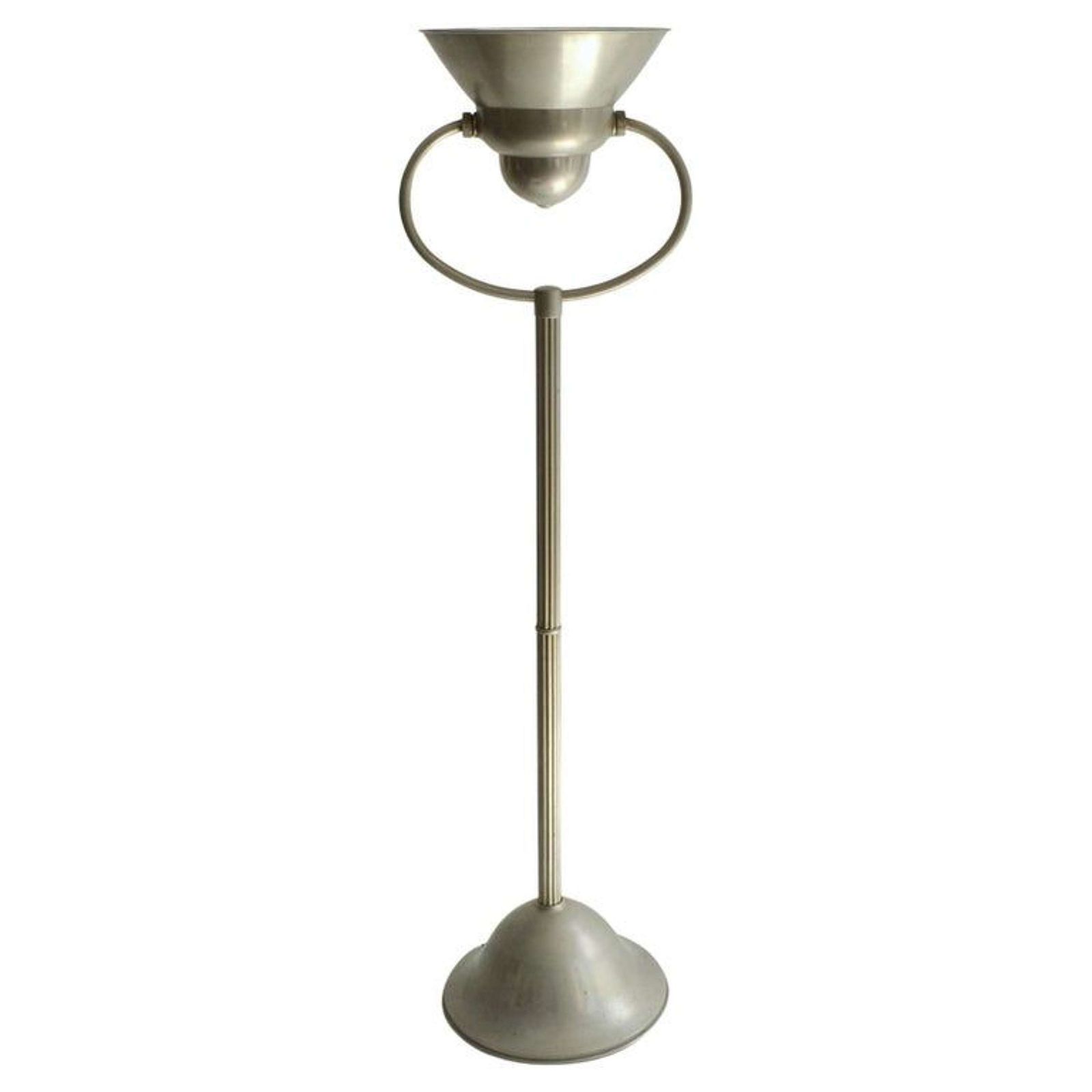 Art Deco Floor Lamp 1920's With Adjustable Shade In Nickel Attributed