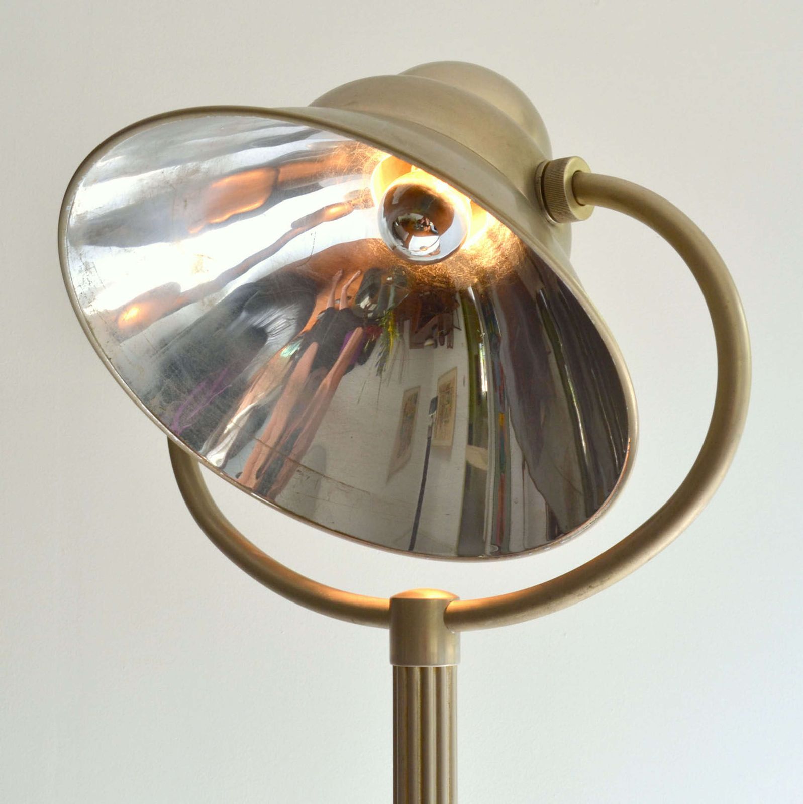 photo buy Art Deco Floor Lamp 1920's With Adjustable Shade In Nickel Attributed