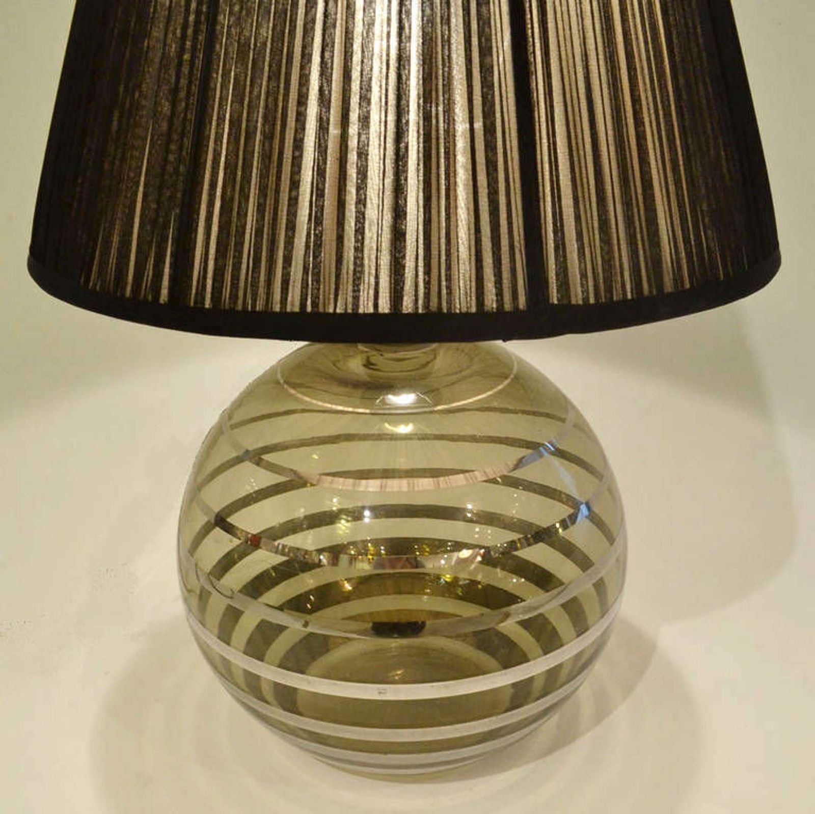 Glass Art Deco Table Lamp With Black Shade photo Lighting