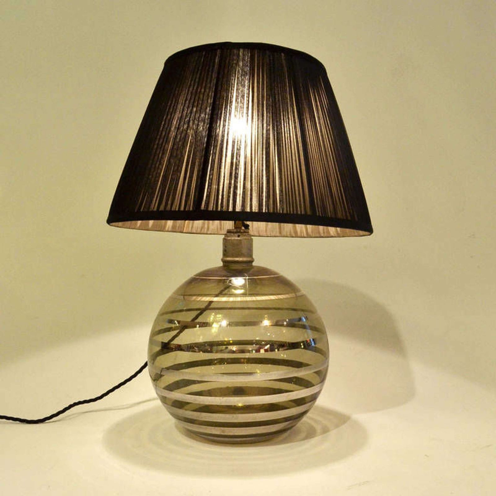 Glass Art Deco Table Lamp With Black Shade photo buy