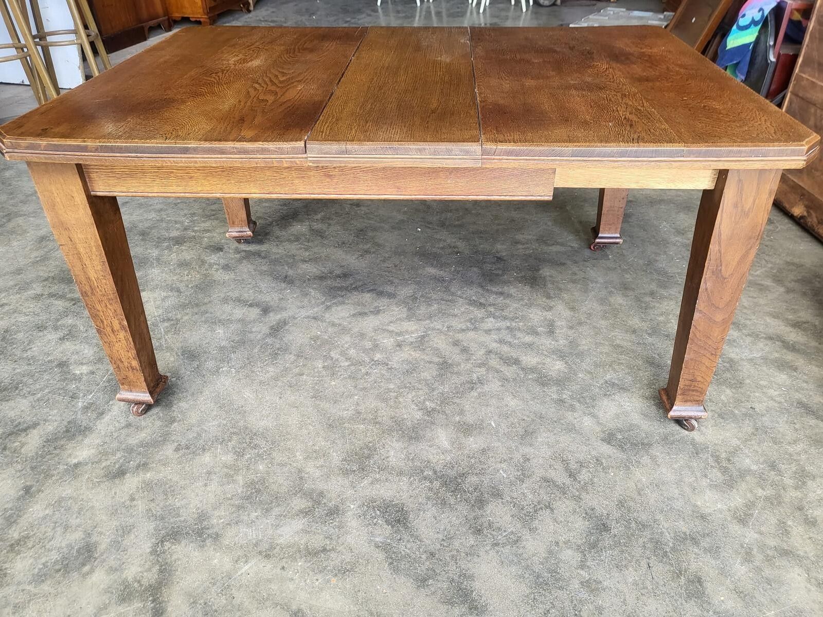 Antique Edwardian Oak Extending Dining Table Seat 8 photo for sale