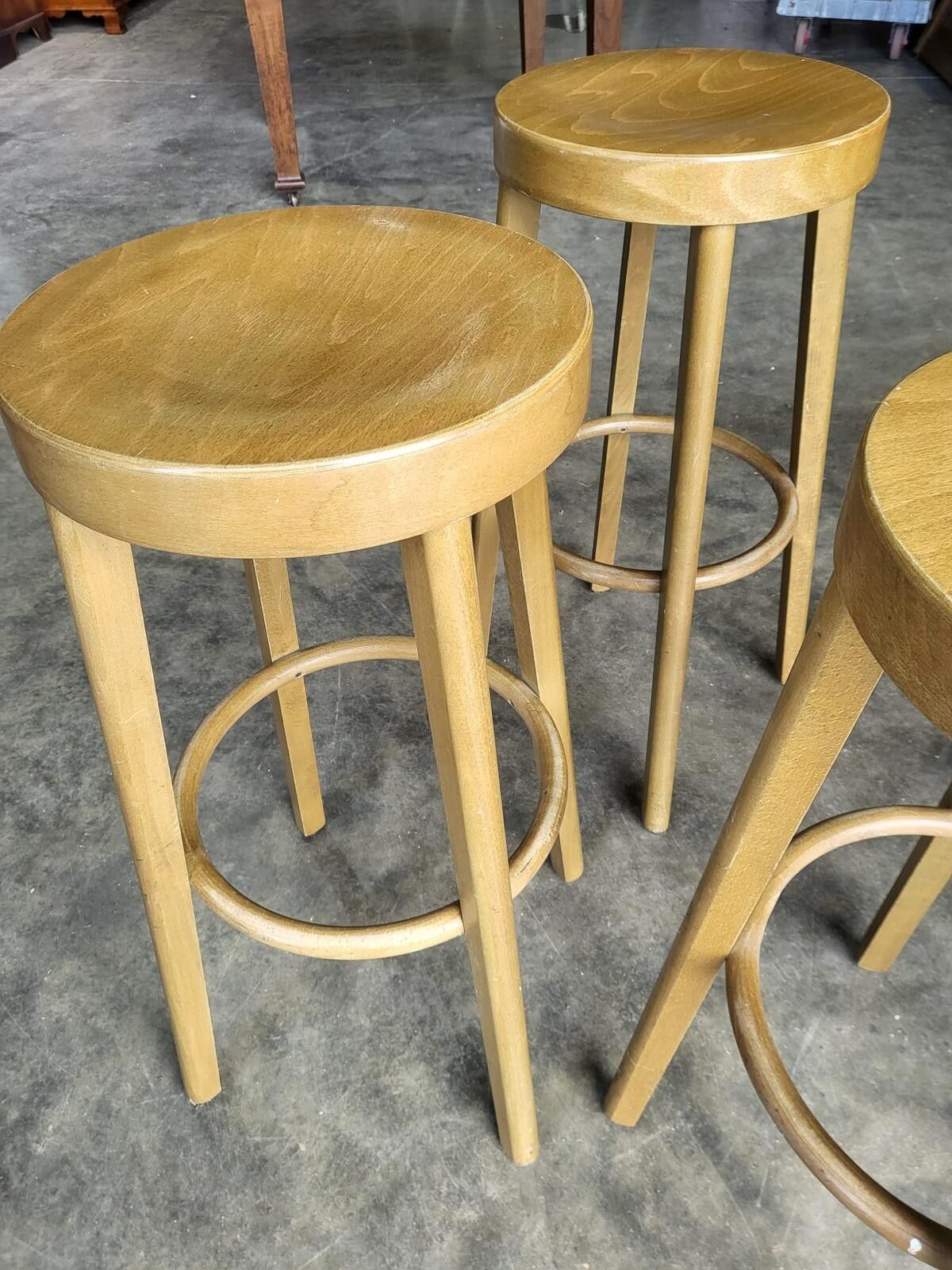 Furniture Seven 7 Tall Round Wooden Beech Bar Kitchen Pub Stools photo