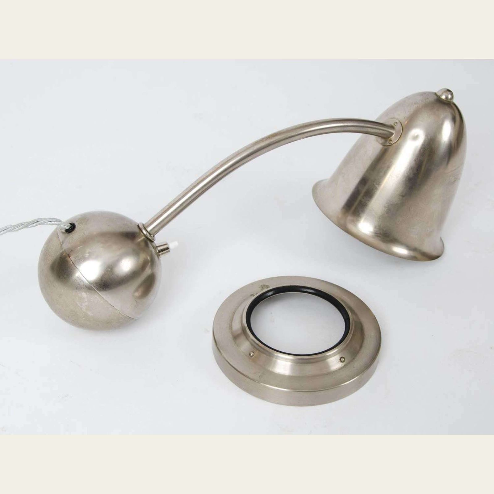 photo for sale Modernist Pair Of Table Lamps Nickel By Daalderop, 1930s
