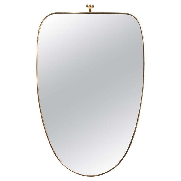 Mid Century Italian Wall Mirror With Brass Frame (Circa 1960s)