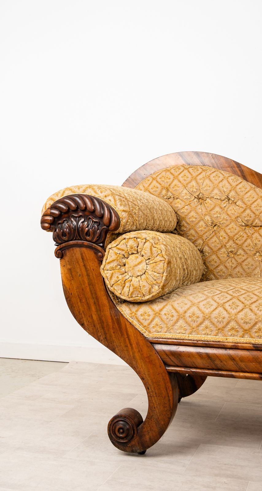 Victorian Rosewood Upholstered Settee Sofa With Carved Scroll Ends C.1880 photo 1450.0