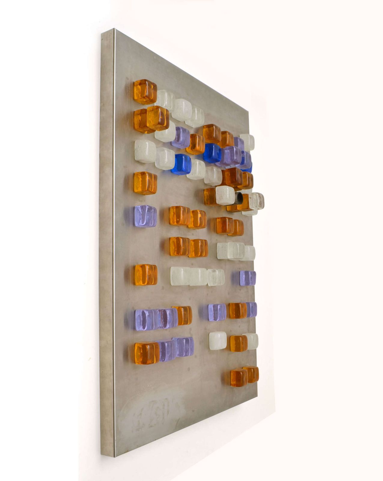 Poliarte Wall Art, Light, Glass Cubes, Stainless Steel By Albano Poli photo for sale