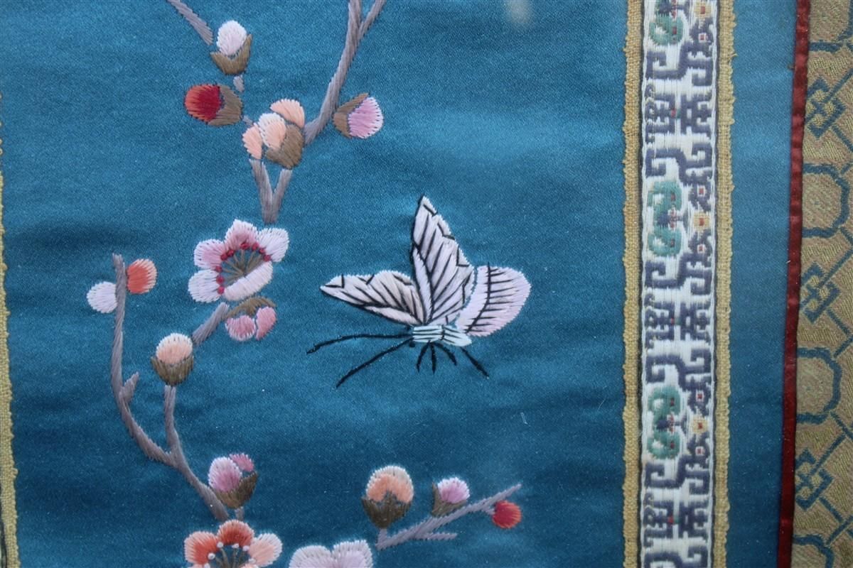 photo for sale Colorful Silk Painting With Embroidered Flowers Birds And Trees China