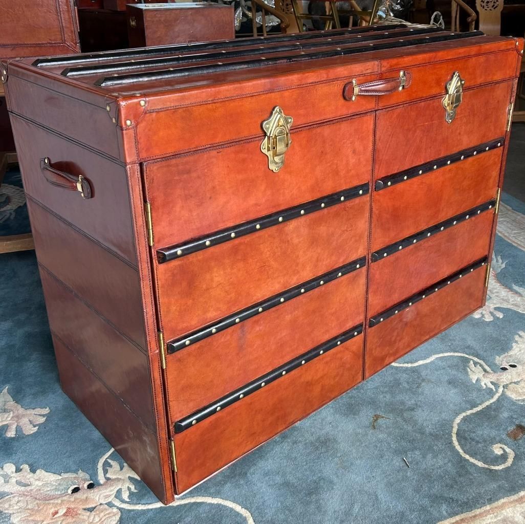 Antique Style Leather Campaign Furniture Desk Or Dressing Table & Stool photo 895.0