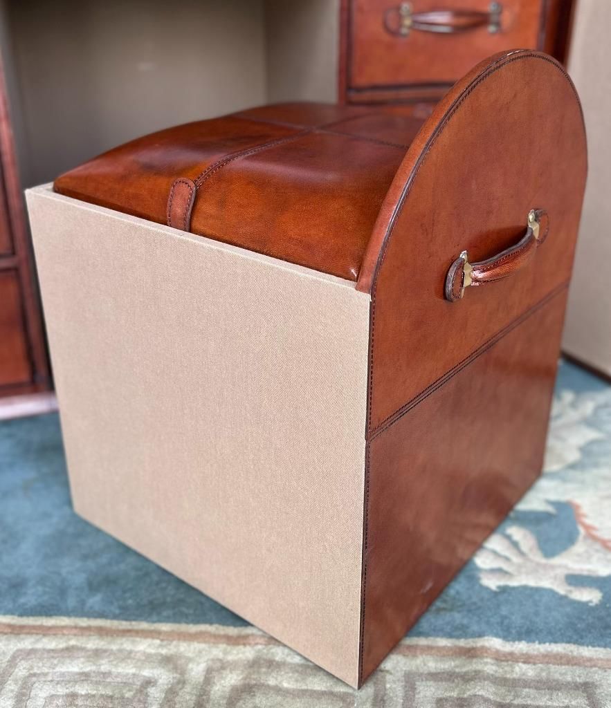 photo furniture Antique Style Leather Campaign Furniture Desk Or Dressing Table & Stool