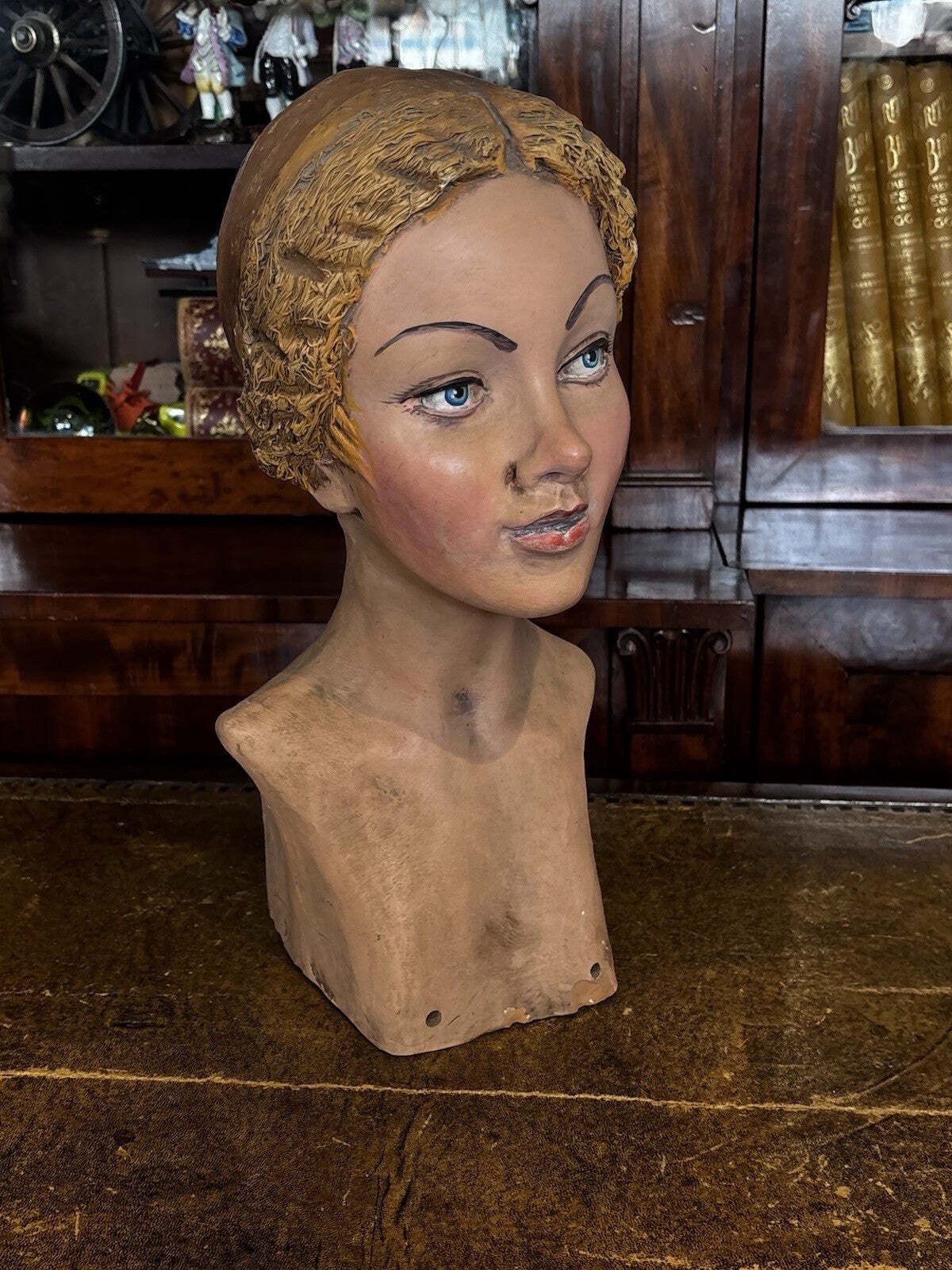 Art Deco Mannequin/ Milliners Head, Heavy Pottery Model, Superb Quality photo furniture