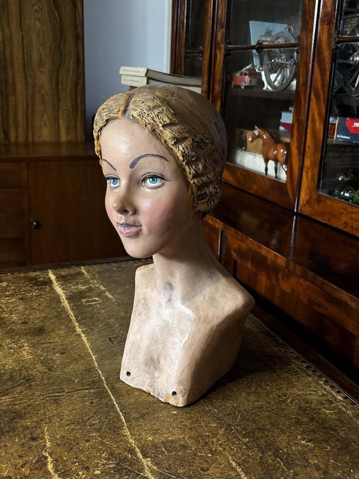 Art Deco Mannequin/ Milliners Head, Heavy Pottery Model, Superb Quality photo for sale