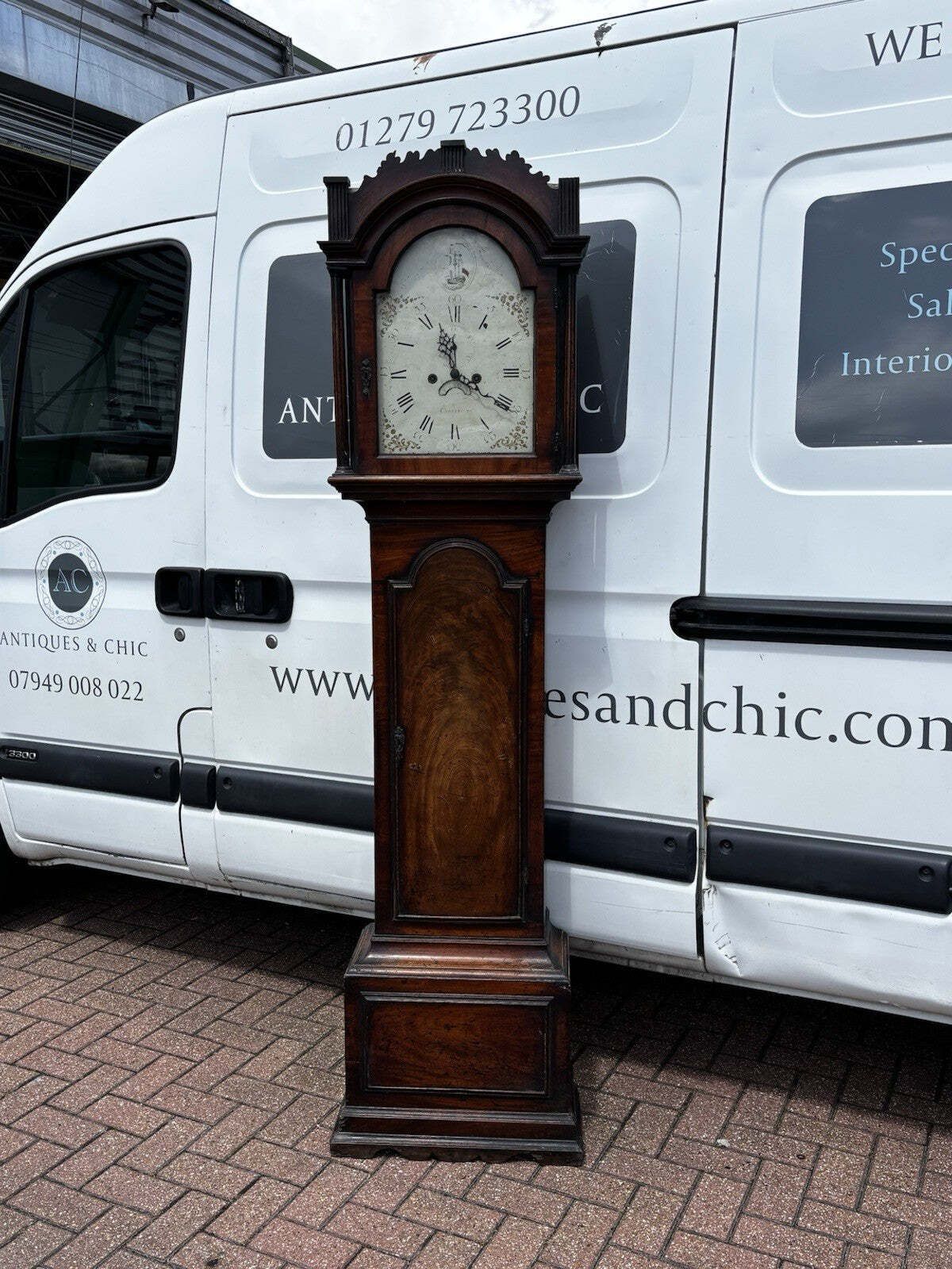Georgian Mahogany Canterbury Longcase Clock, Painted Face With Maritime Theme photo 913.0
