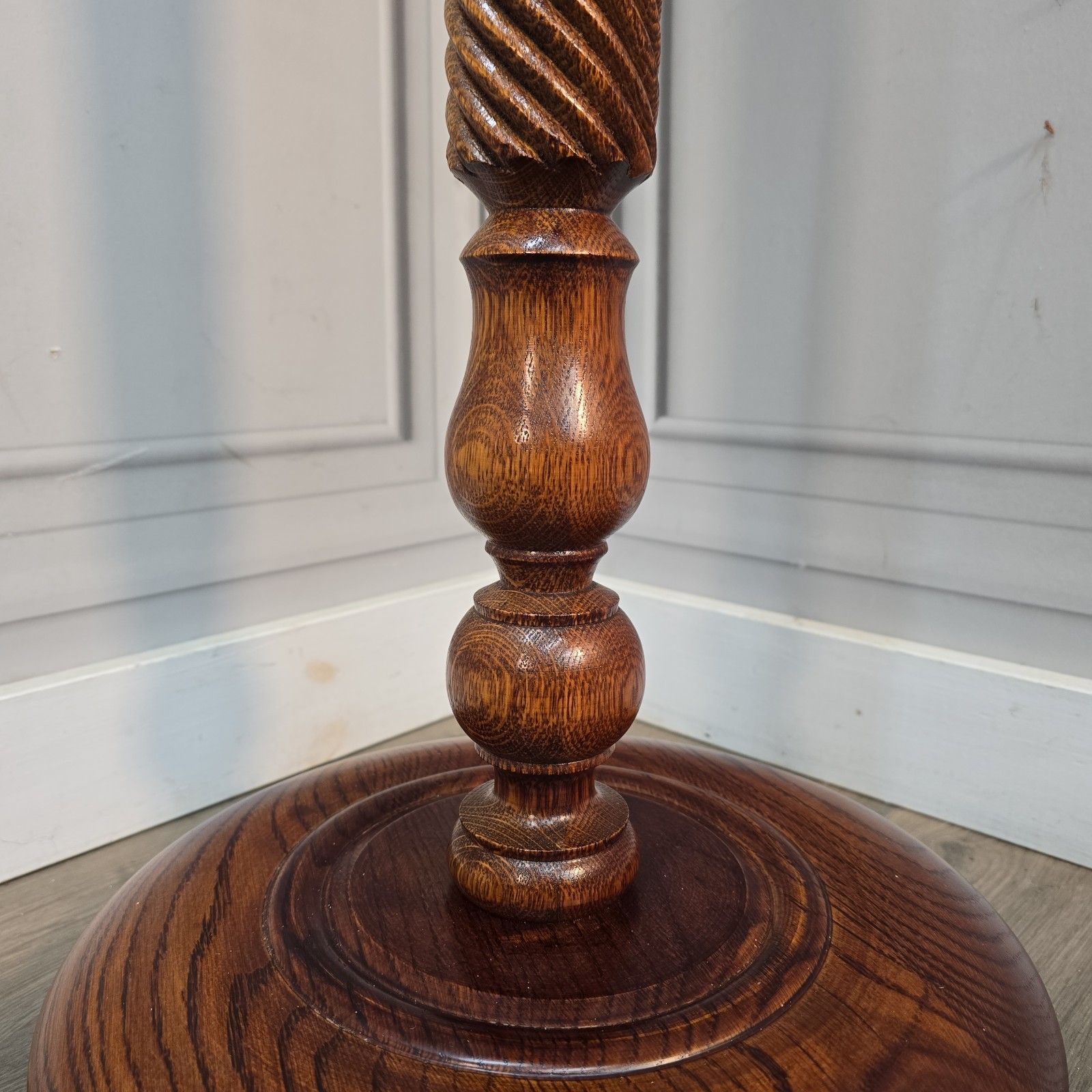 Solid Oak Plant Stand  Rope Twist Wood Table Antique Style Torchiere Jardiniere photo buy