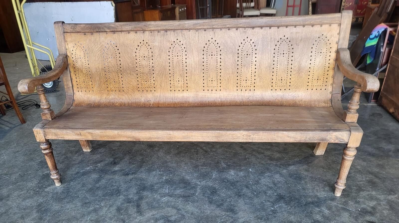 Antique Arts And Crafts Bentwood Church Pub Bench Seat photo vinterior
