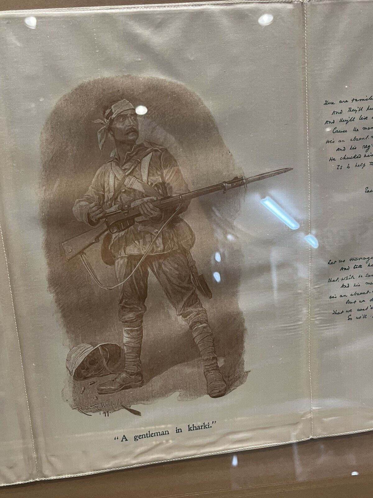 2 Original Framed Silk Souvenir From Garrick Theatre, Rudyard Kipling 1899. photo vinterior
