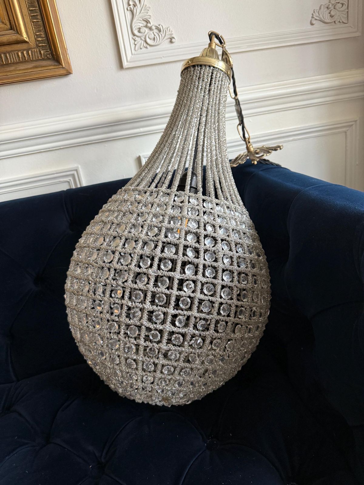 Ormolu Style Crystal Chandelier, Pear Shaped, 28” Drop photo Lighting