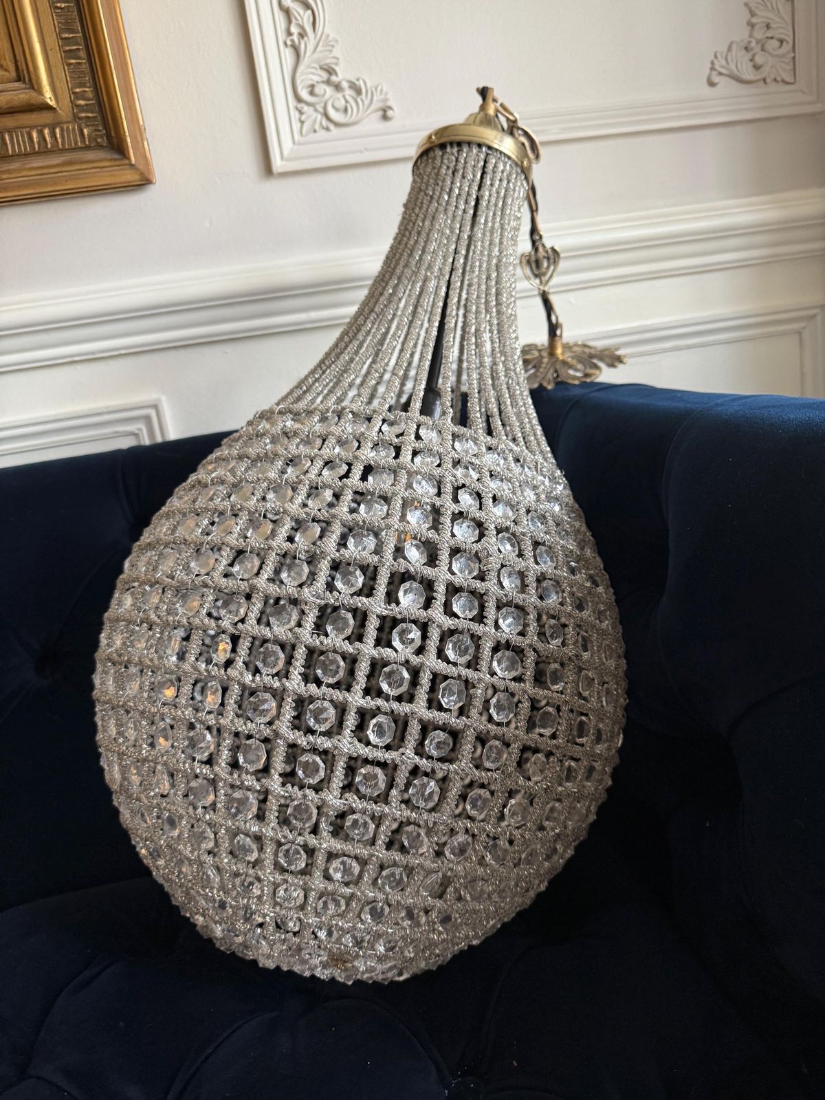Ormolu Style Crystal Chandelier, Pear Shaped, 28” Drop photo vinterior