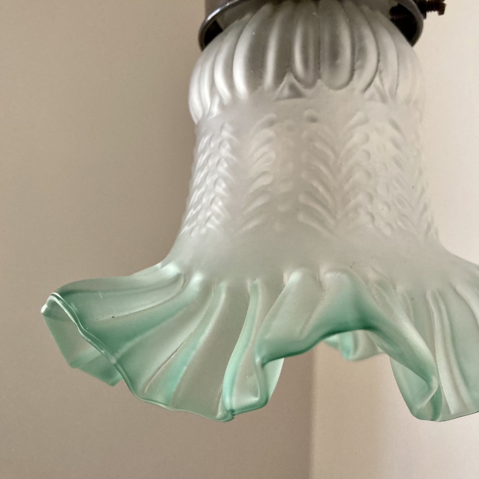 Frosted Green Frilled Glass Shade photo Lighting