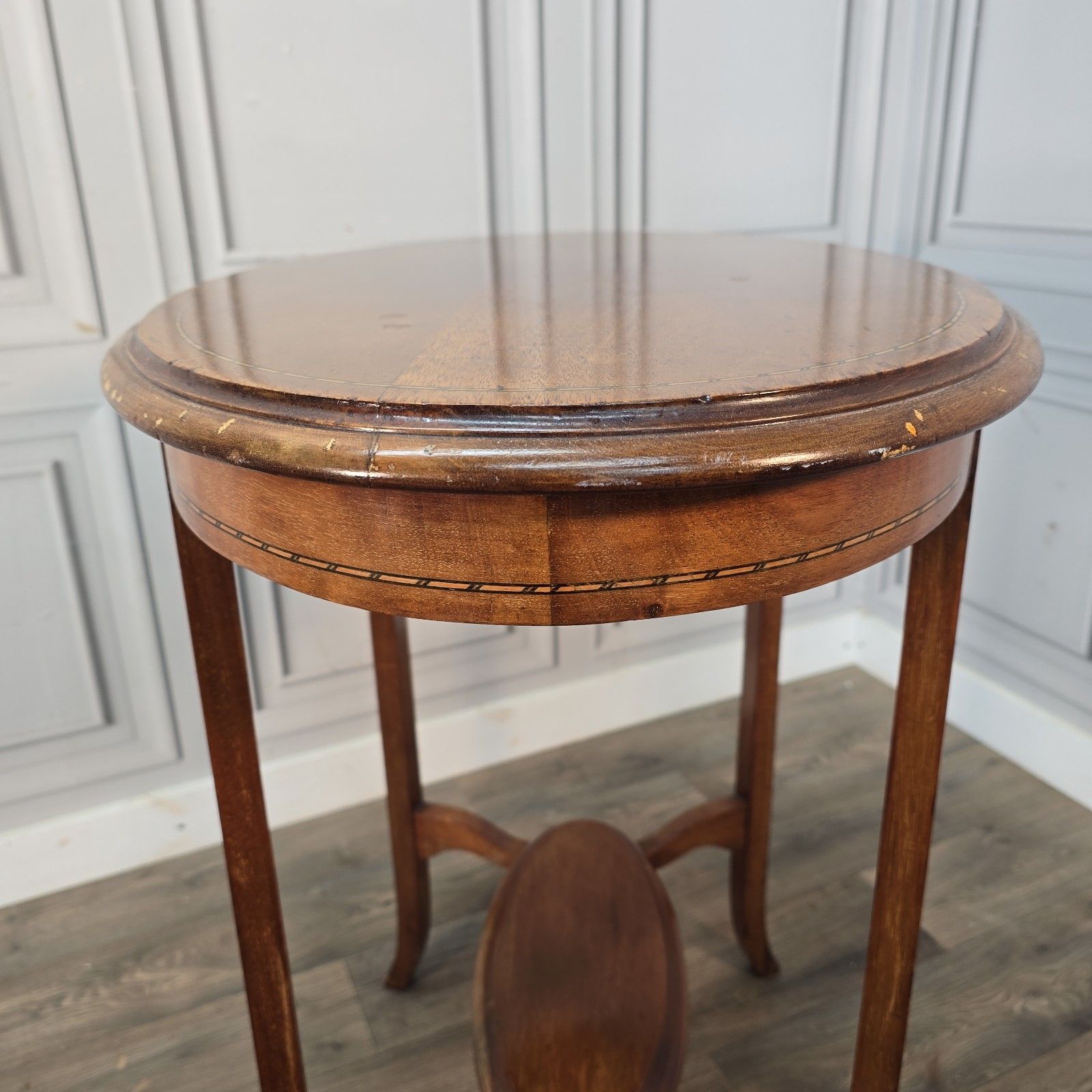 photo for sale Antique Oval Occasional Table Mahogany Solid Wooden Inlaid Lamp Hall Edwardian