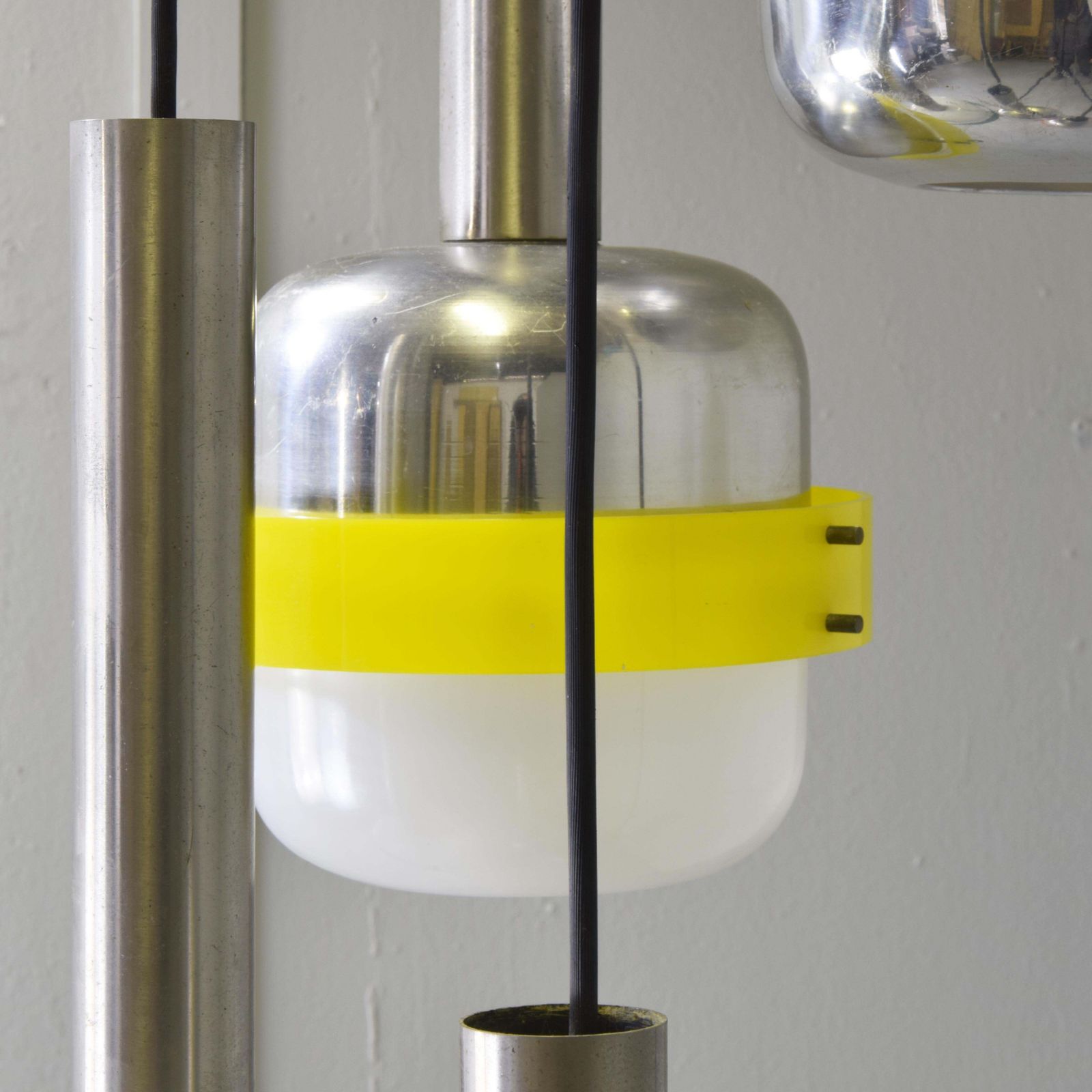 2401.0 Stilnovo Style Pendant Light Five White Plexiglass Elements 1967 photo