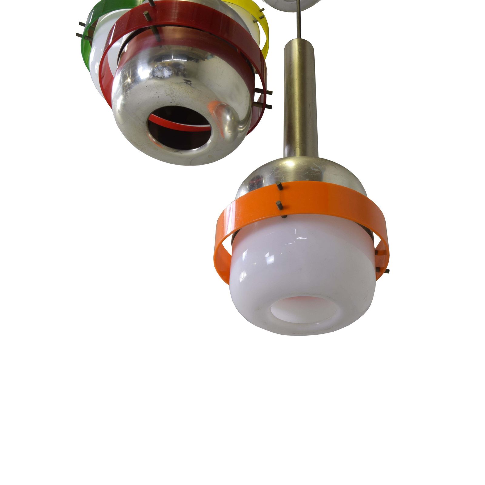 photo vintage Stilnovo Style Pendant Light Five White Plexiglass Elements 1967