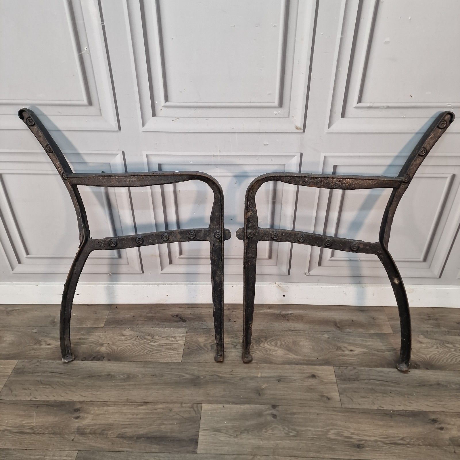 Pair Antique Cast Iron Bench Ends Victorian Garden Bench Supports photo furniture