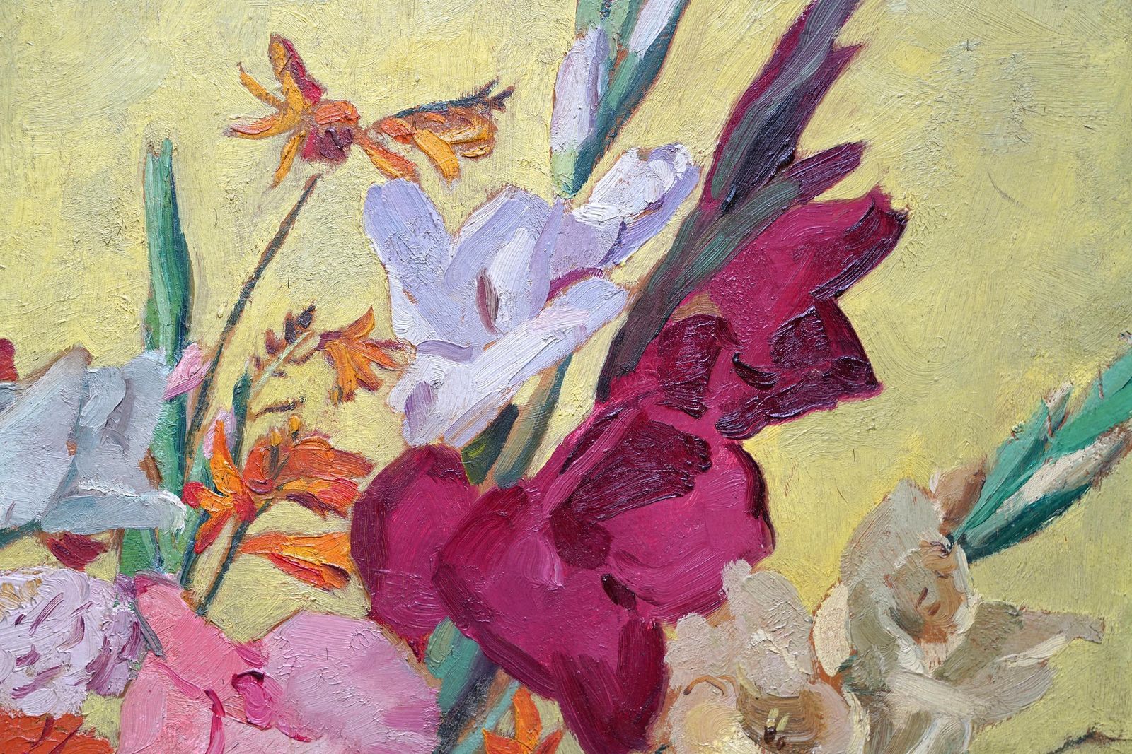 Philip Naviasky Gladioli In Vase   British 1030's Floral Still Life Art Oil Painting Flowers  Circa 1939 photo Art
