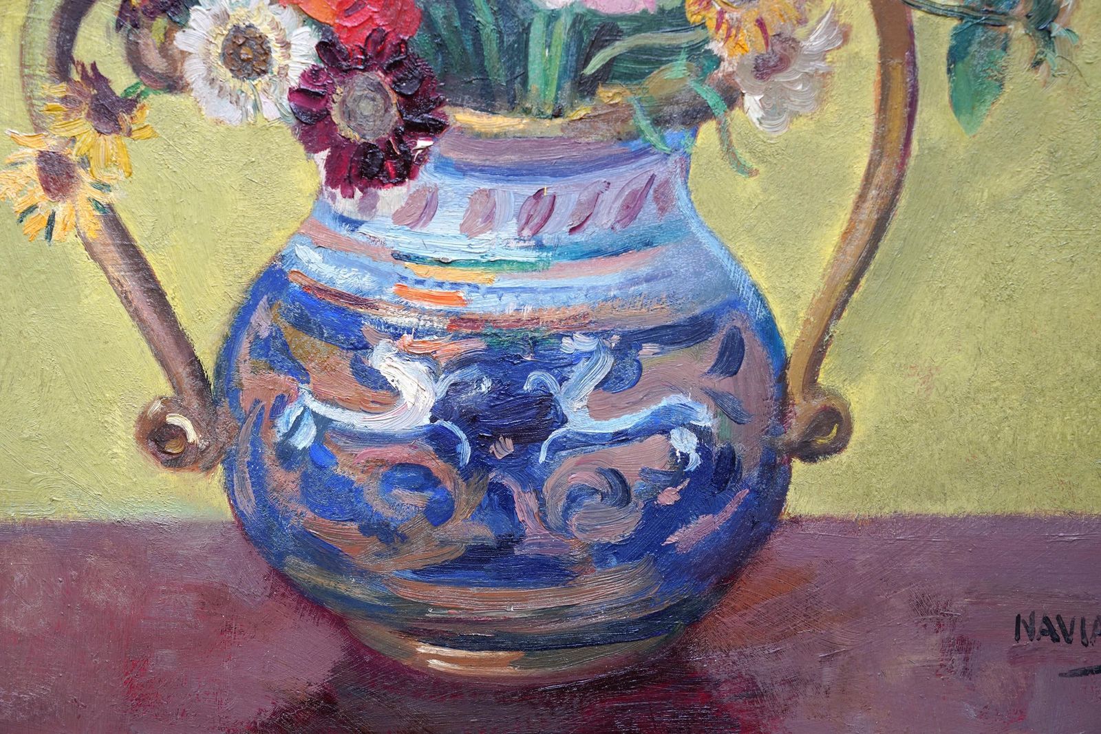 Philip Naviasky Gladioli In Vase   British 1030's Floral Still Life Art Oil Painting Flowers  Circa 1939 photo buy