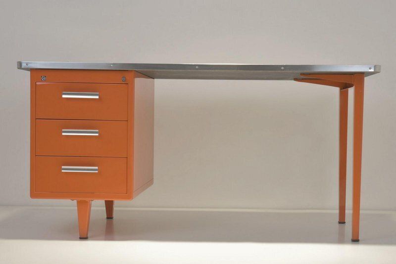 Sheet Steel Desk From Gispen, Netherlands, 1955 photo for sale