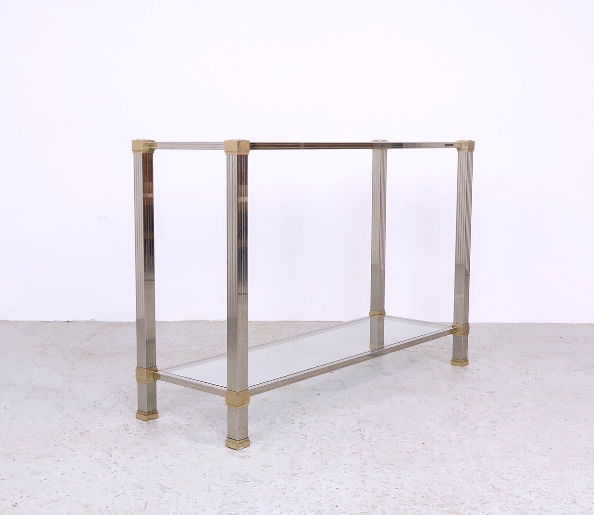 Vintage Glass And Metal Console Table By Pierre Vandel, 1970s photo vinterior