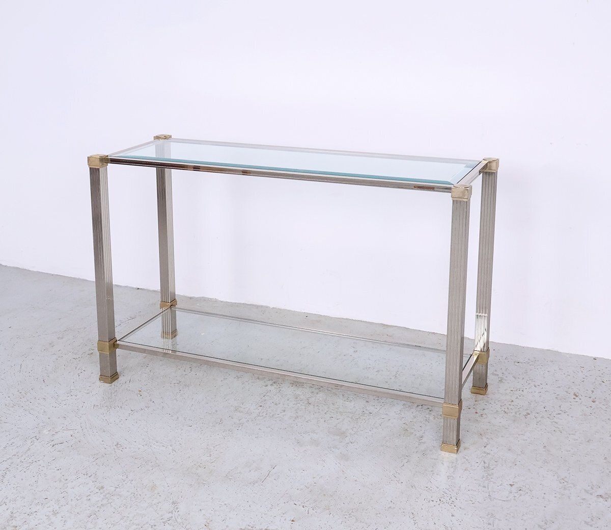 Vintage Glass And Metal Console Table By Pierre Vandel, 1970s photo buy