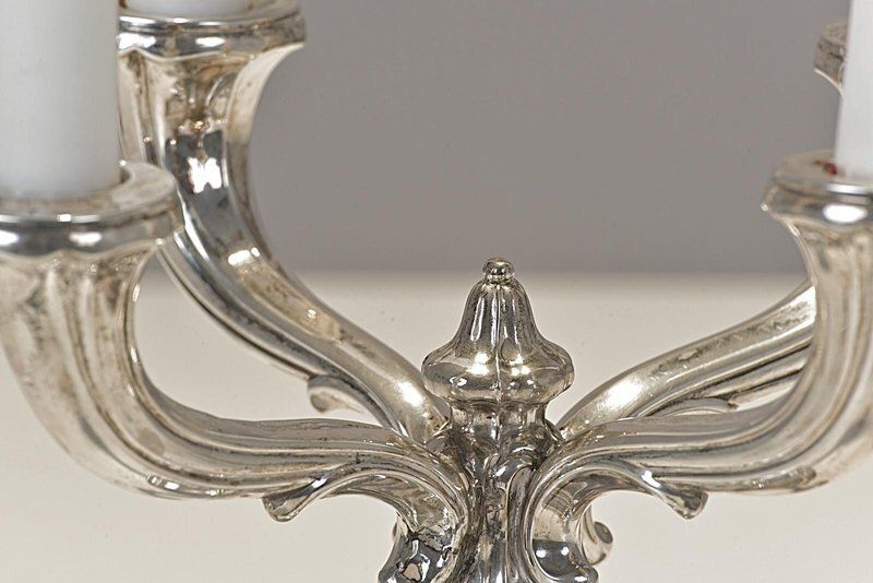 Silver 4 Armed Chandelier, Germany, 1935 photo vintage
