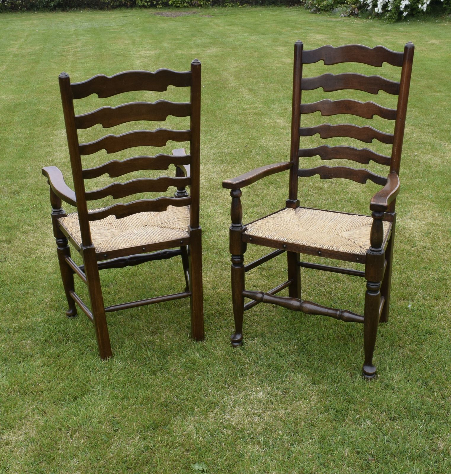 Pair Of Ladder Back Armchairs, 1900s photo vintage