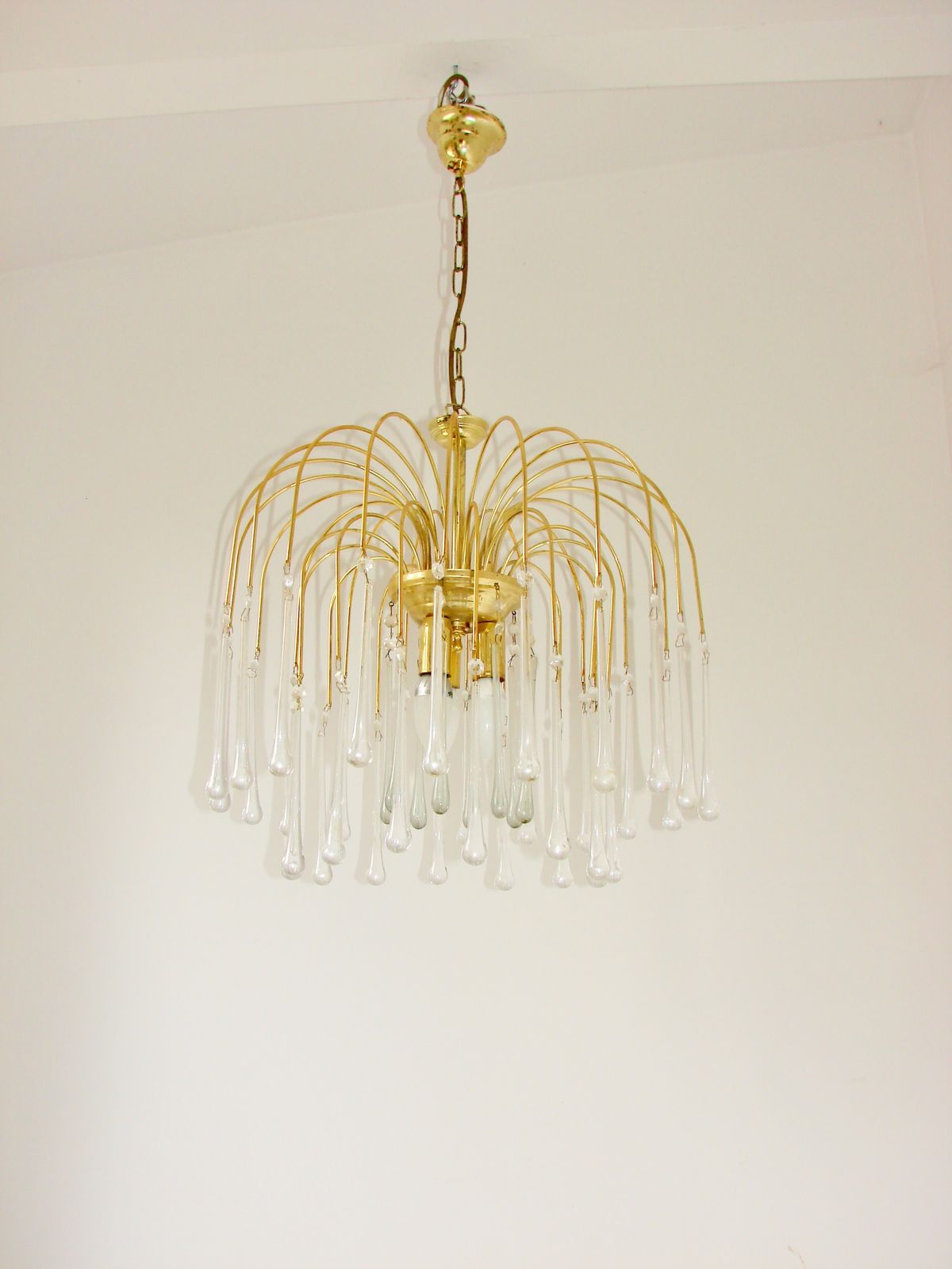 Paolo Venini Style Pendant Lamp – Brass Plated, photo 249.0