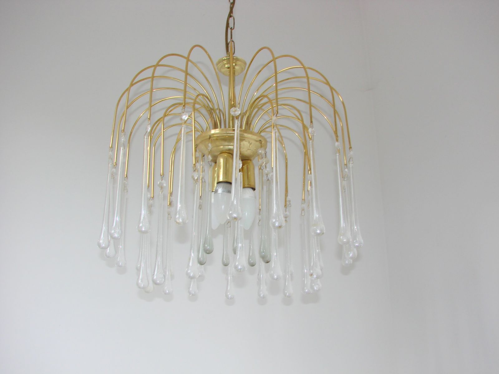 Paolo Venini Style Pendant Lamp – Brass Plated, photo vintage