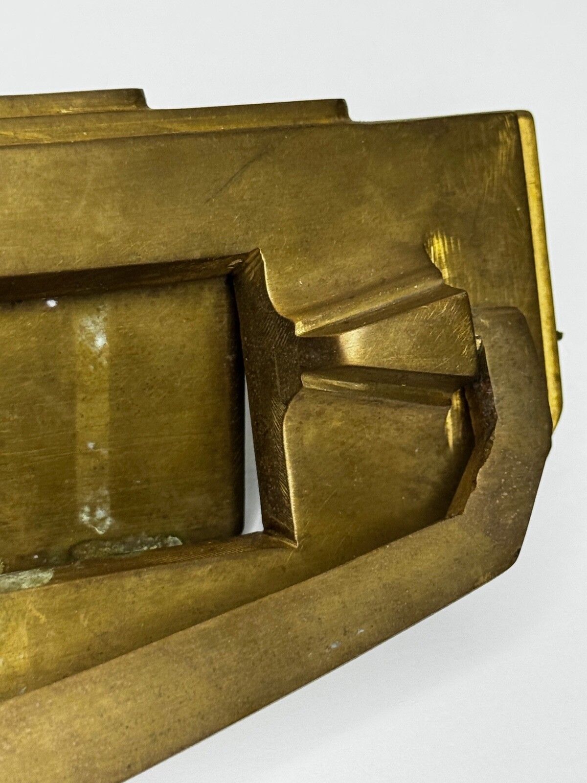 Home Fixtures Art Deco Stepped Brass Door Knocker With Mail Slot photo