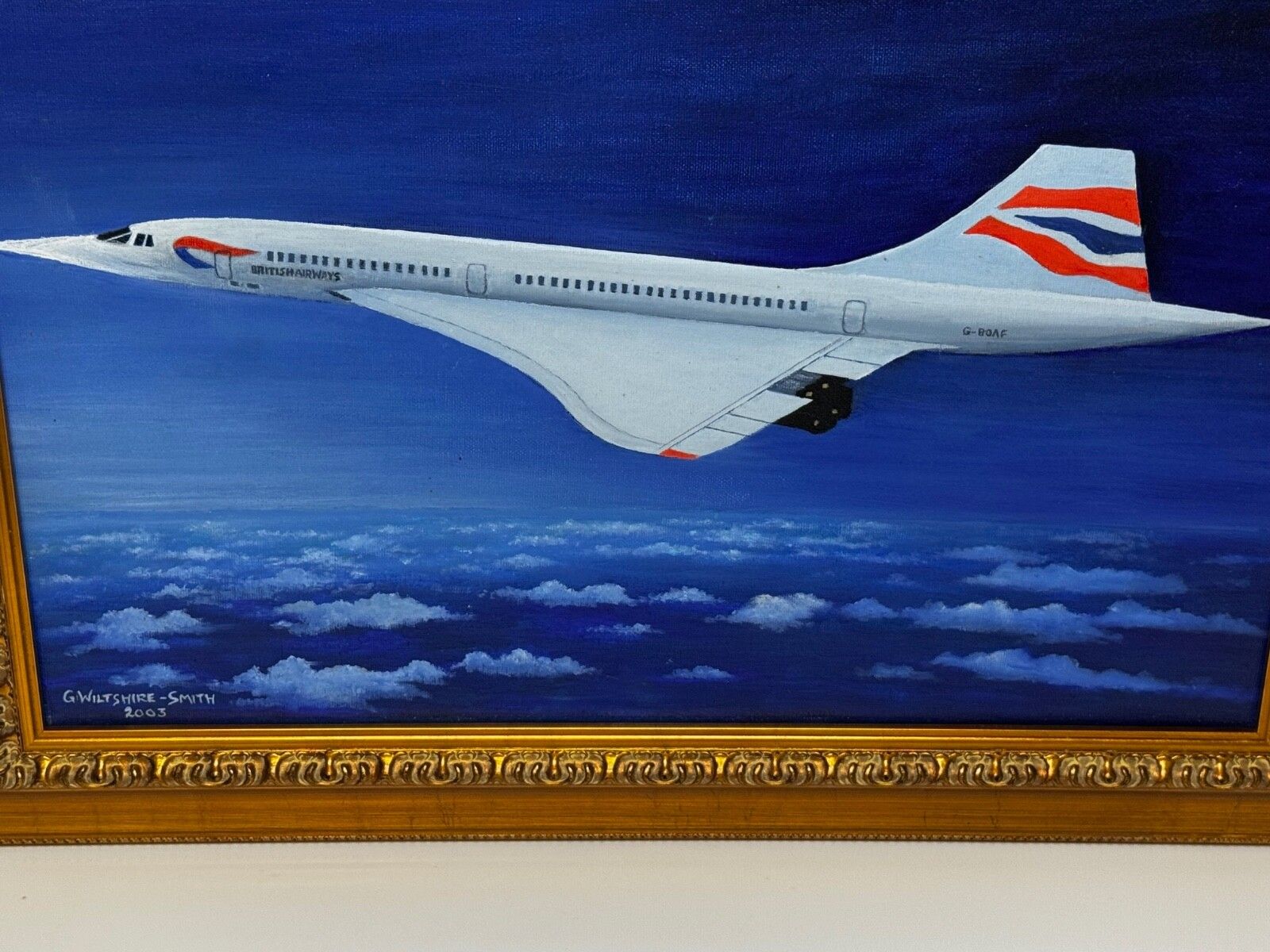 Schilderij Concorde Last Flight New York To London, verguld ingelijst photo for sale