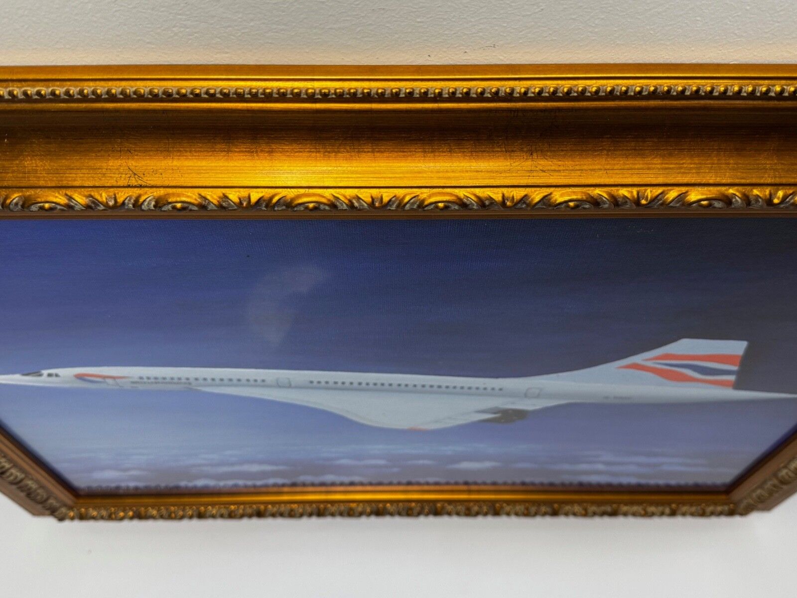 Painting Concorde Last Flight New York To London Gilt Framed photo vintage