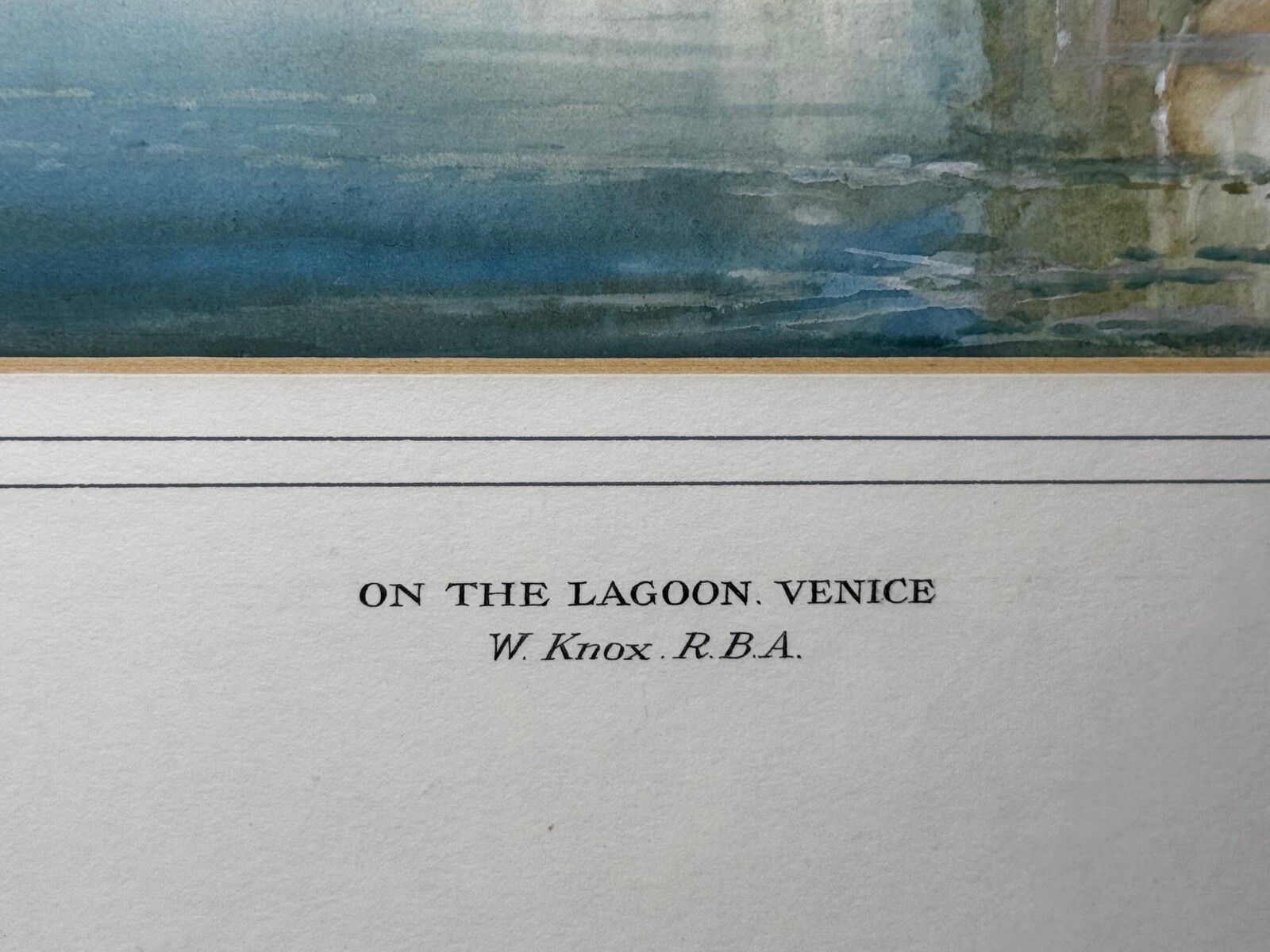 photo vinterior Begin 20e eeuw, maritiem aquarel "On The Lagoon Venice", gesigneerd door William Knox RBA C