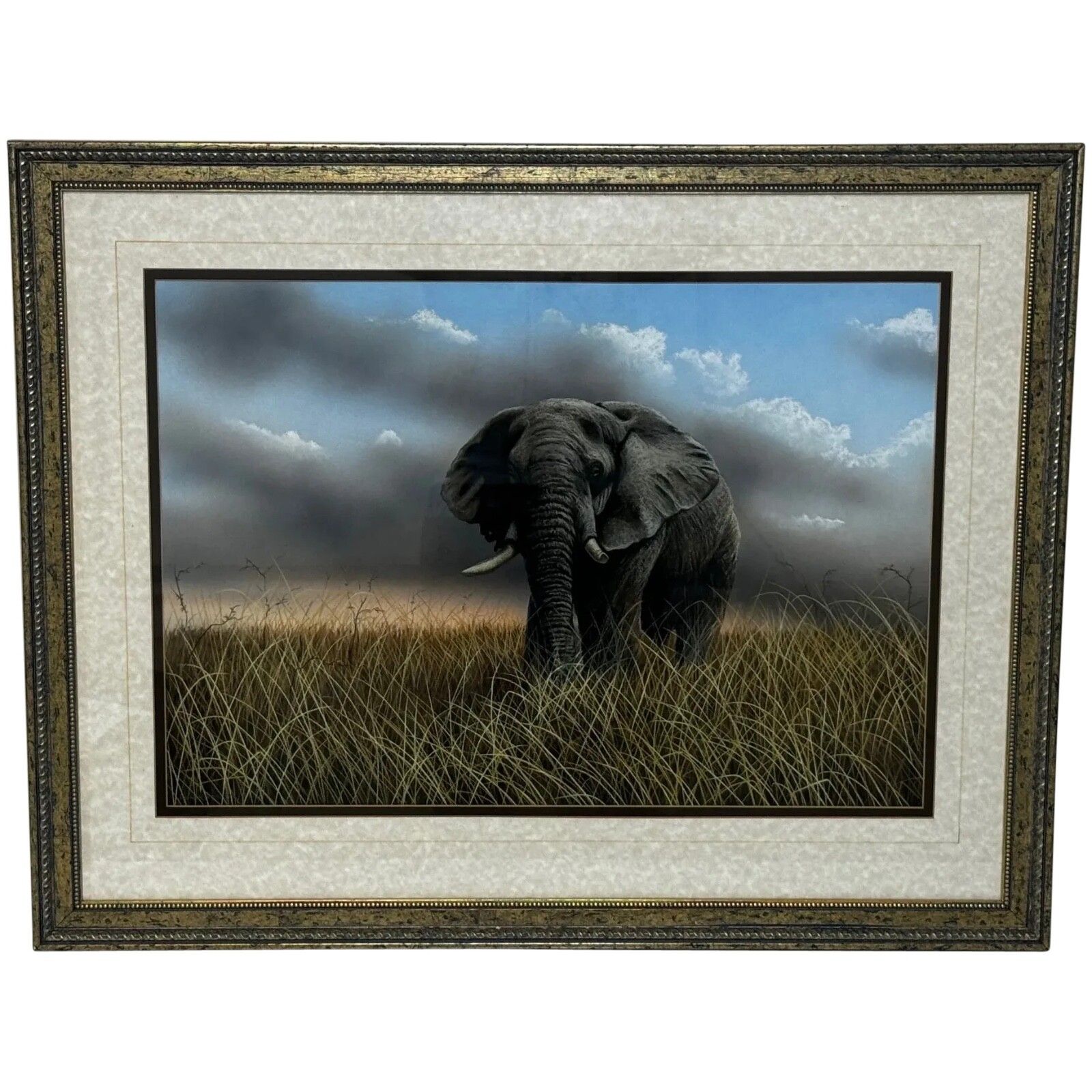 20th Century Painting Bull Elephant Ready To Charge Kruger National Park After David Shepherd