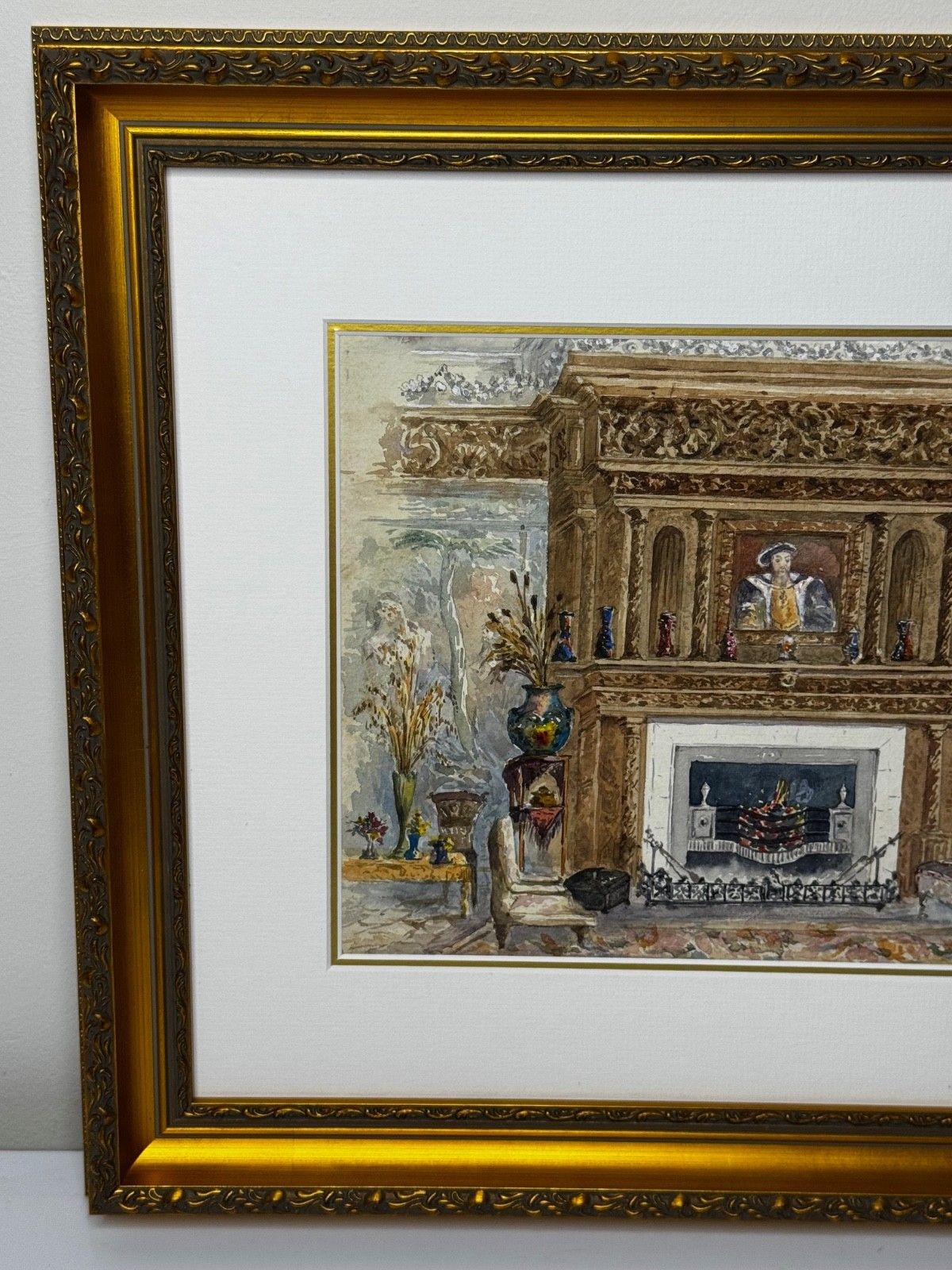 The Chimneypiece Long Gallery, Westwood House, Westwood Park, Worcestershire photo vintage